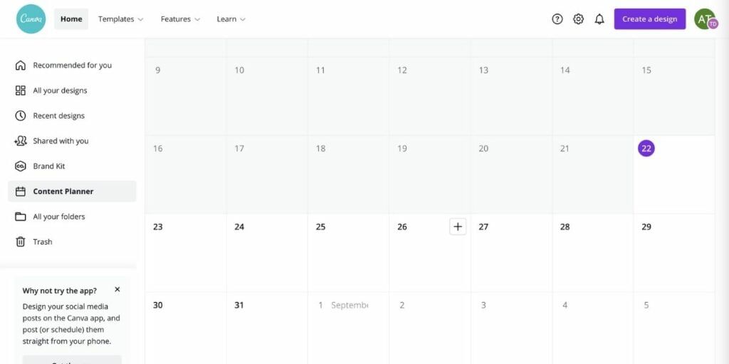 canva content planner