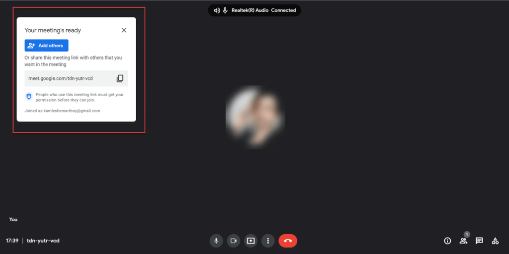 Using Google Meet on laptop