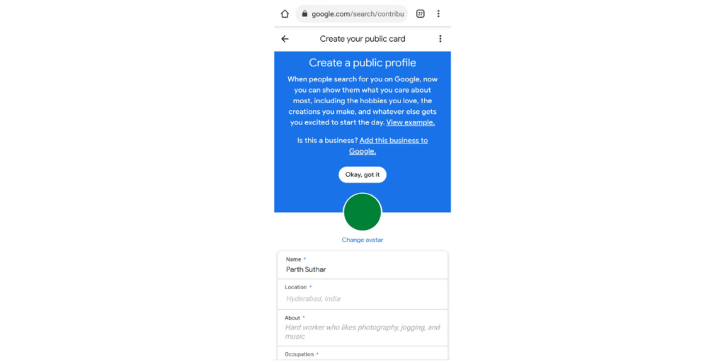 Create your public profile