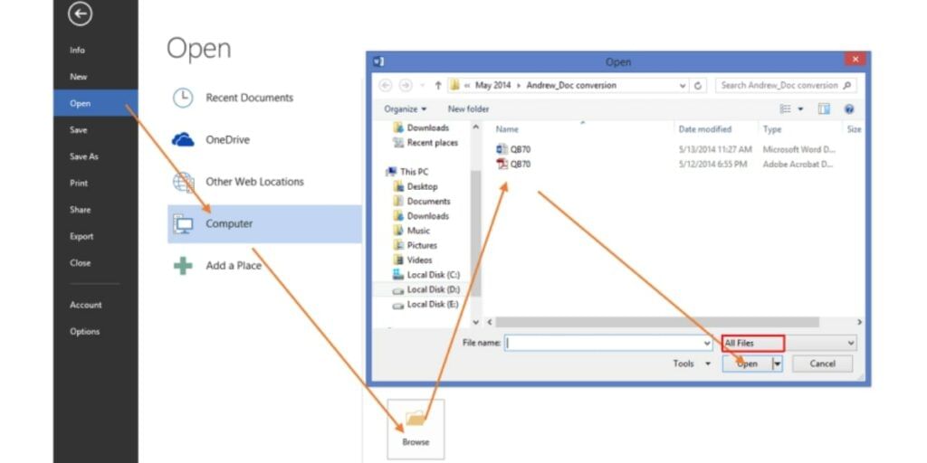 Convert PDF to Doc using Microsoft word