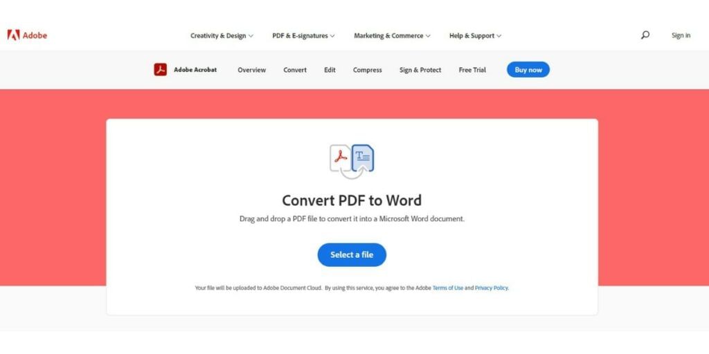 Convert PDF to Doc online using Adobe tools