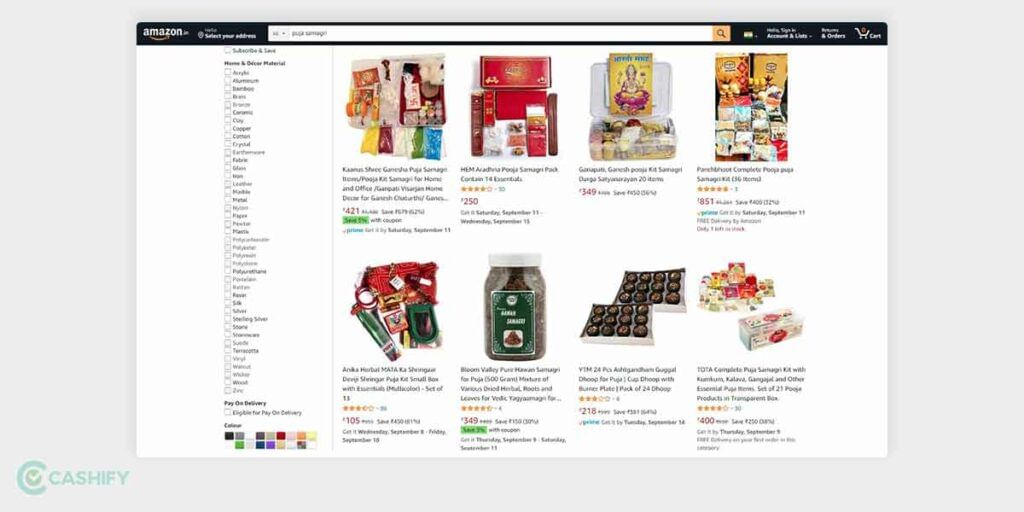 Amazon puja samagri
