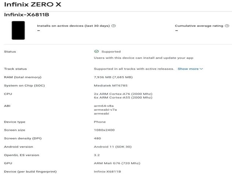 Infinix Zero X Listing