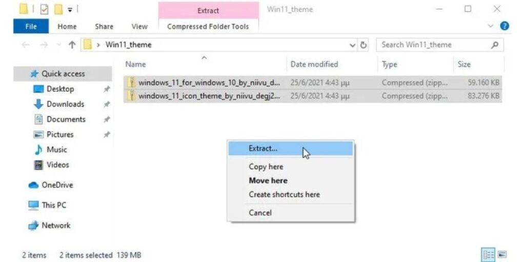 Extract file into folder