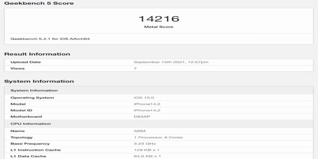 geekbench score iphone 13 pro