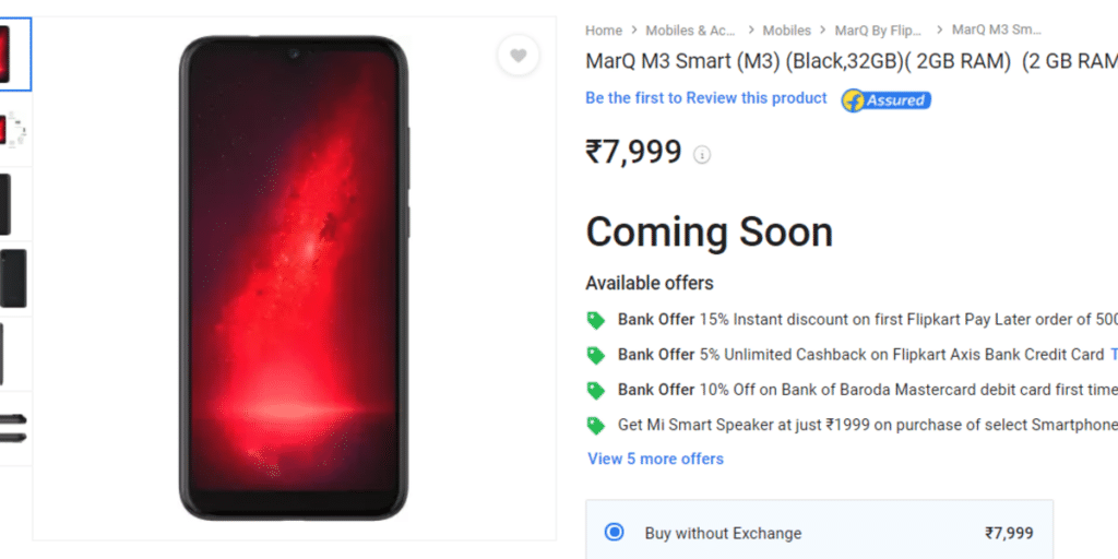 Flipkart MarQ M3 Smart Specs and Price
