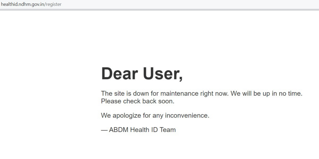 The Digital Health ID Card Website Goes Down