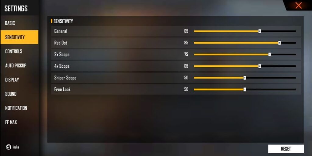 Free Fire MAX Sensitivity Settings
