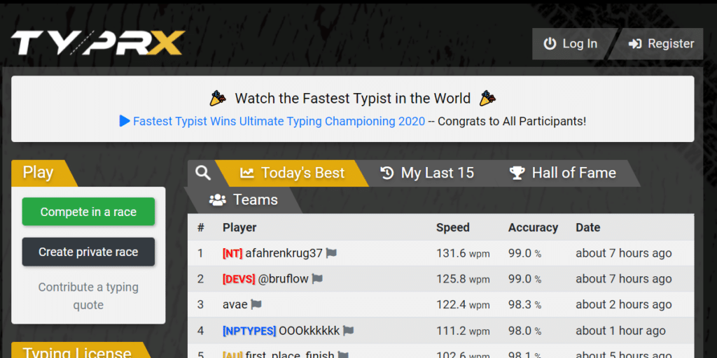 Typing Speed Test Websites