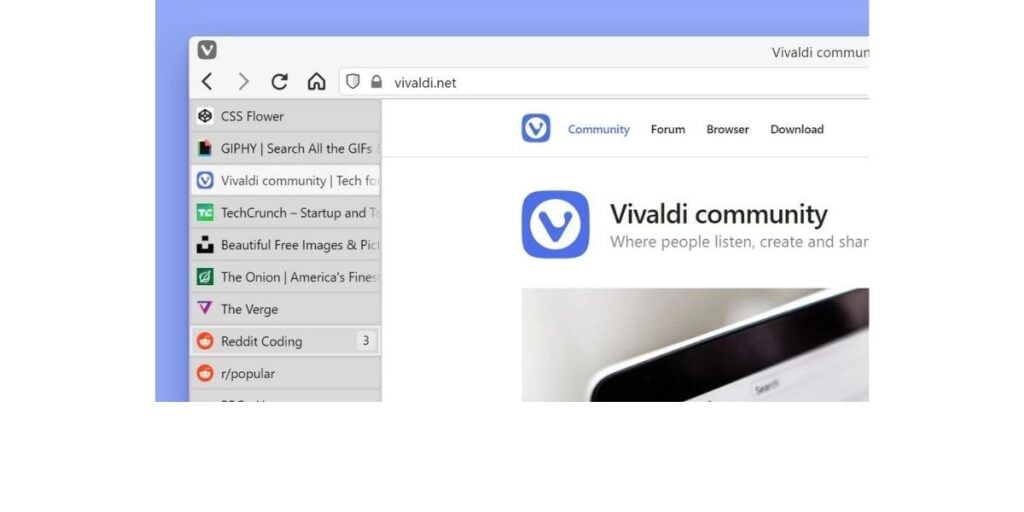 vivaldi browser tab group
