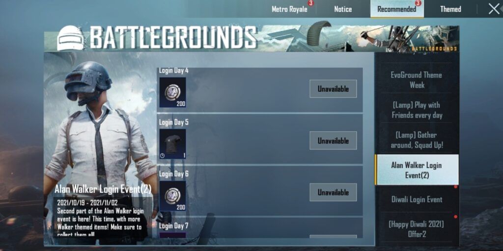 BGMI Alan Walker Login Rewards