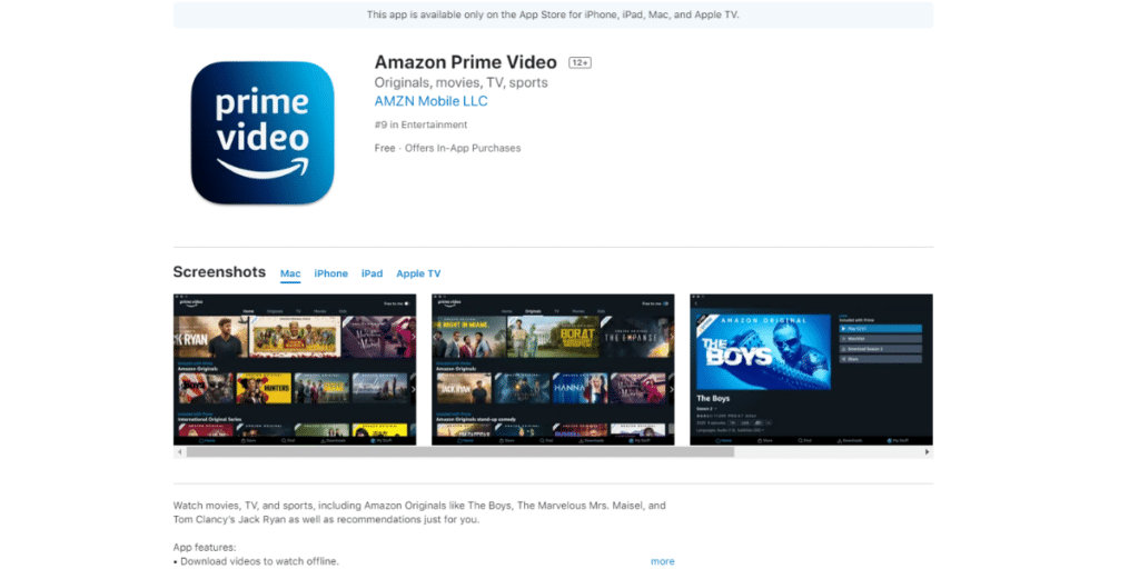 Amazon Prime Video macOS