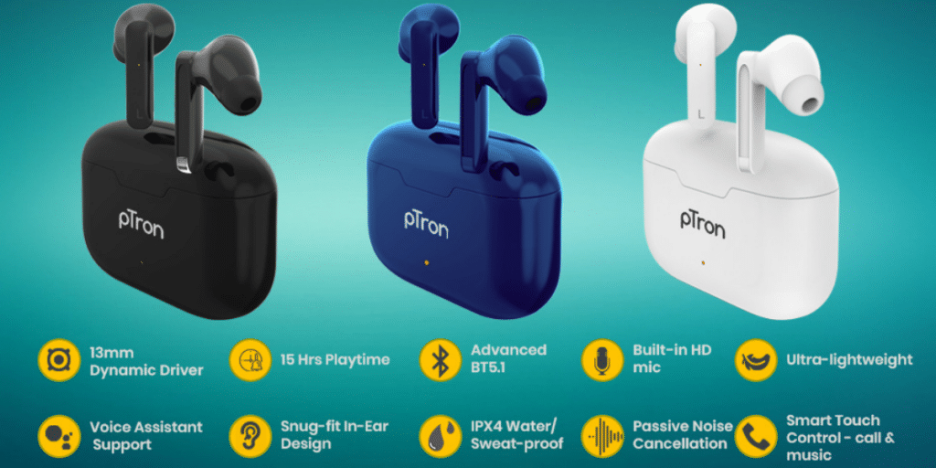 Ptron Bassbuds Duo True Wireless Earbuds