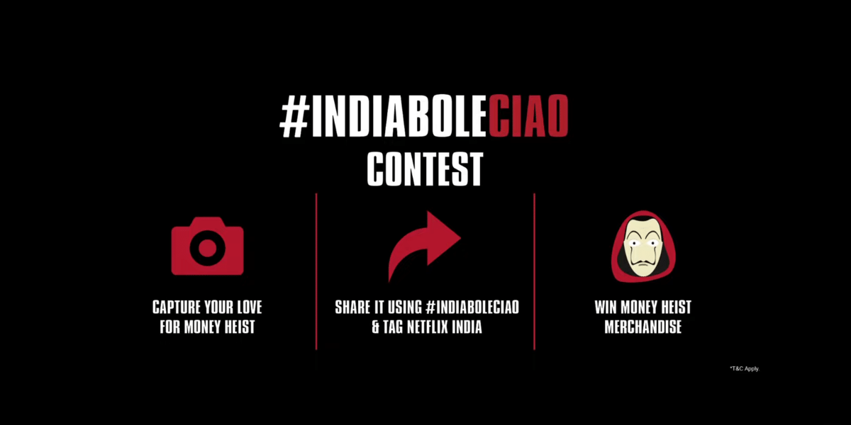Money Heist #IndiaBoleCiao Contest Details
