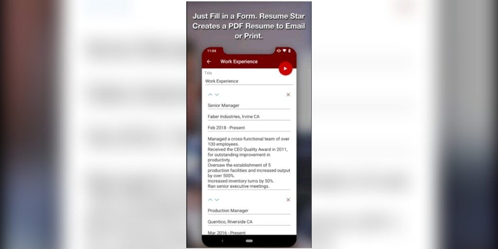 Resume Star resume builder application
