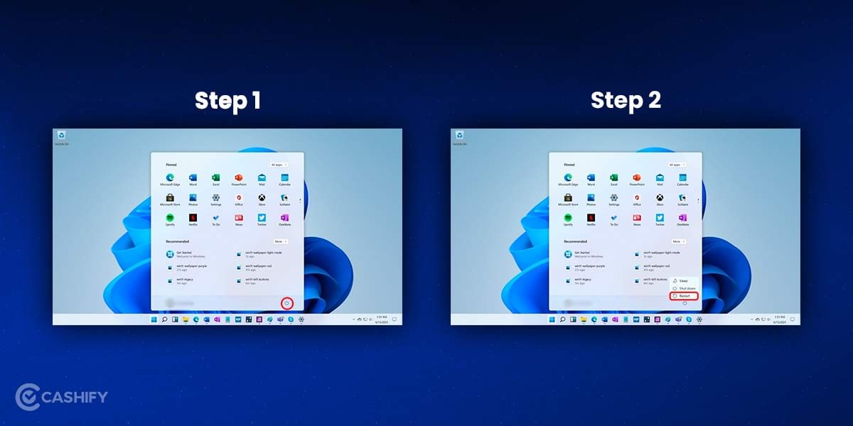step to restart laptop