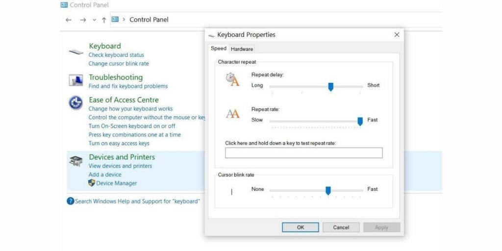 Change keyboard settings