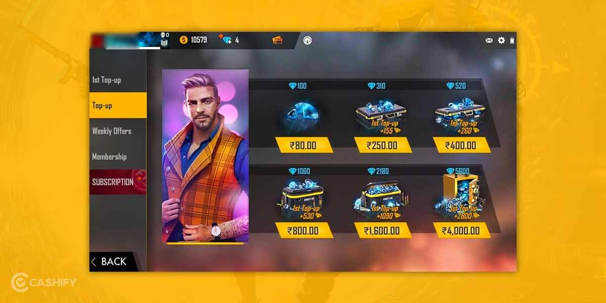Free Fire Diamonds Price List in India