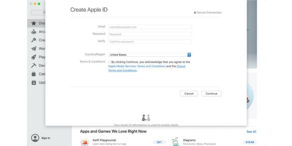 create an Apple ID from your Mac device