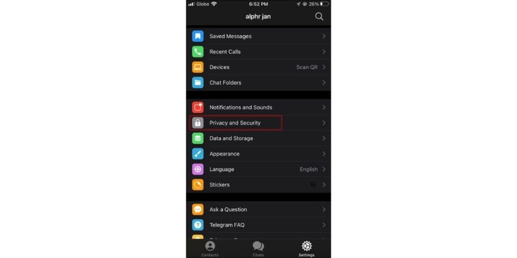 Delete Telegram account permanently from your iPhone-1