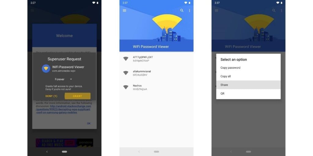 Check WiFi password for rooted Android devices