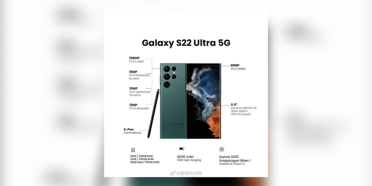 Samsung Galaxy S22 Ultra Specs