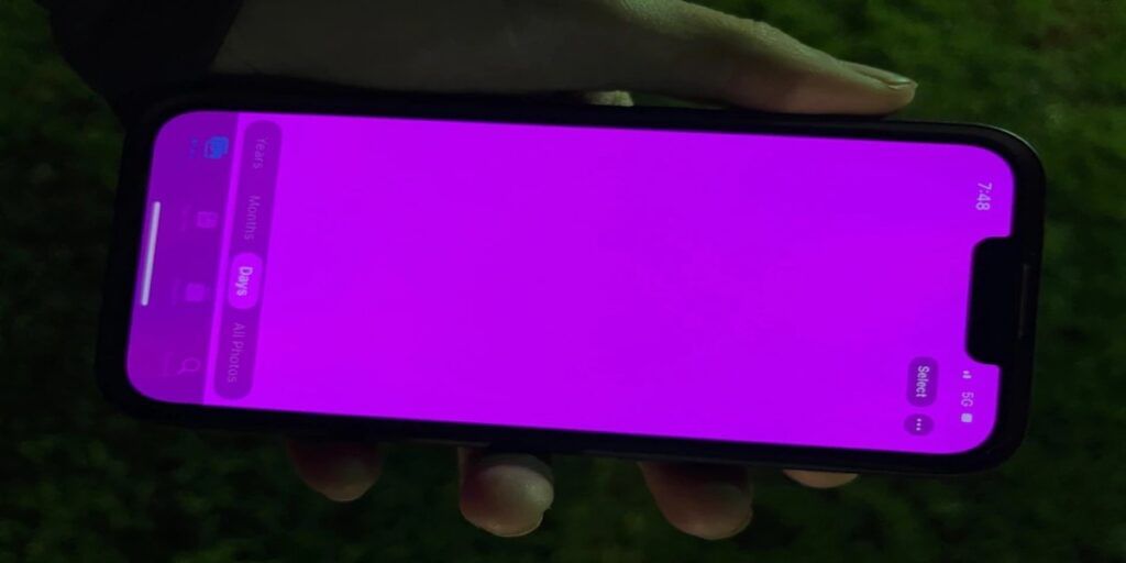 iPhone 13 screen turns pink
