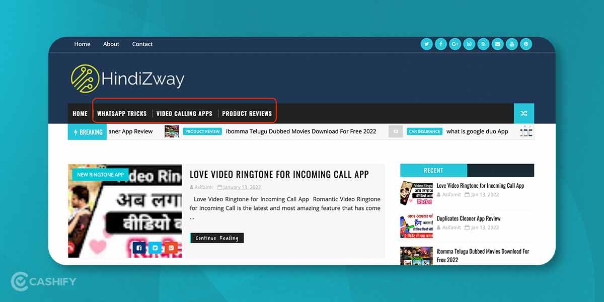 Hindizway Whatsapp Website page