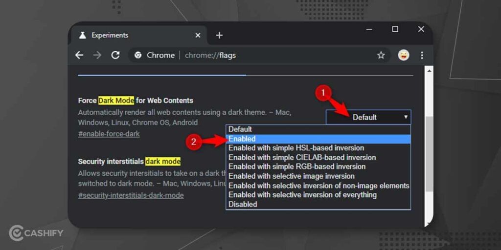 force dark mode for web contents