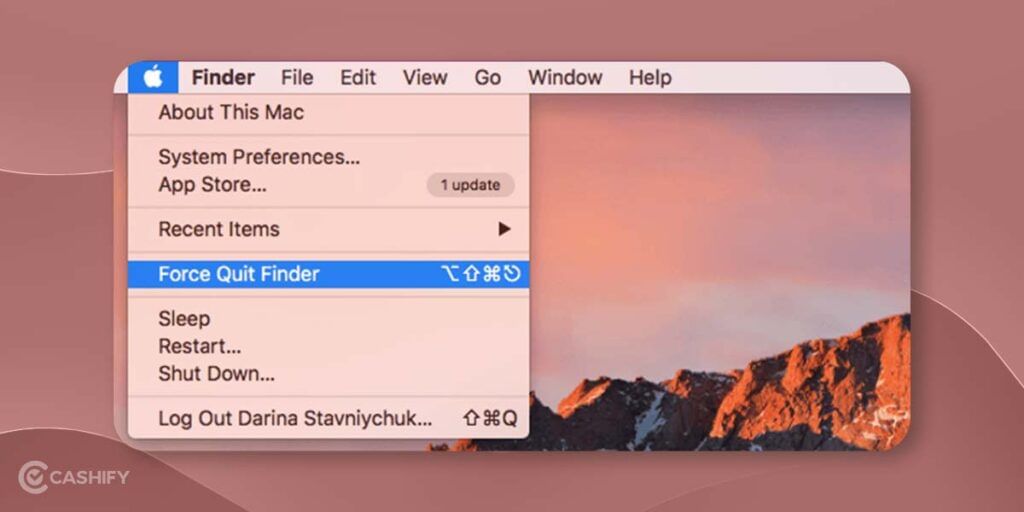 SS of force quit finder