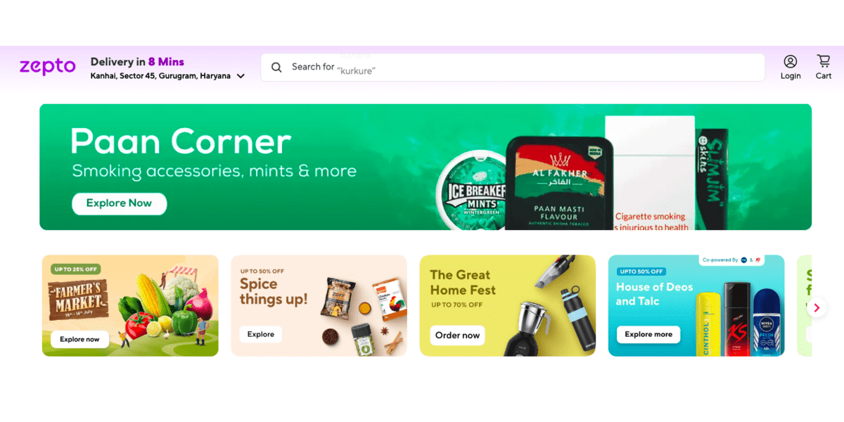 zepto grocery app
