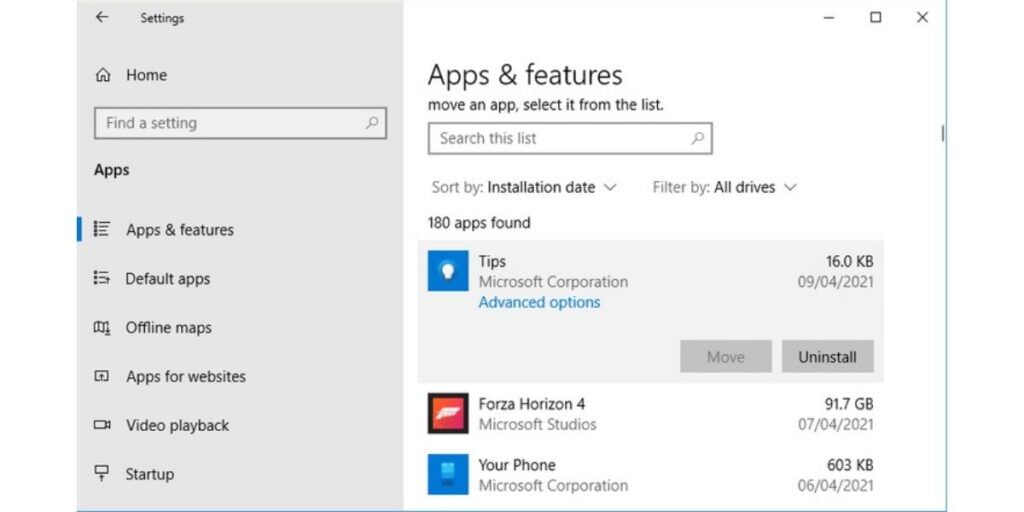 uninstall windows apps