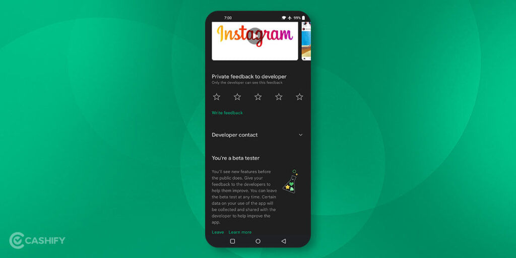 Leave Beta version of Instagram
