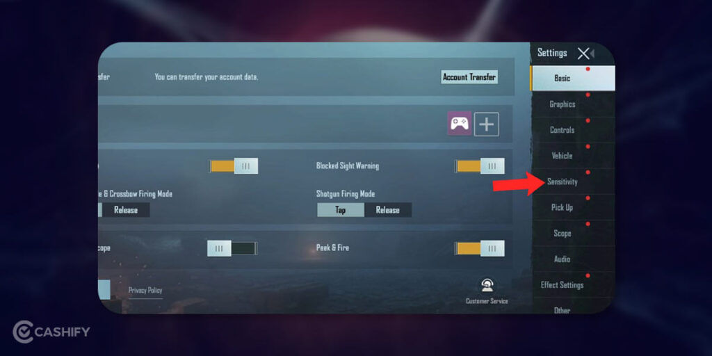 change BGMI Sensitivity Settings