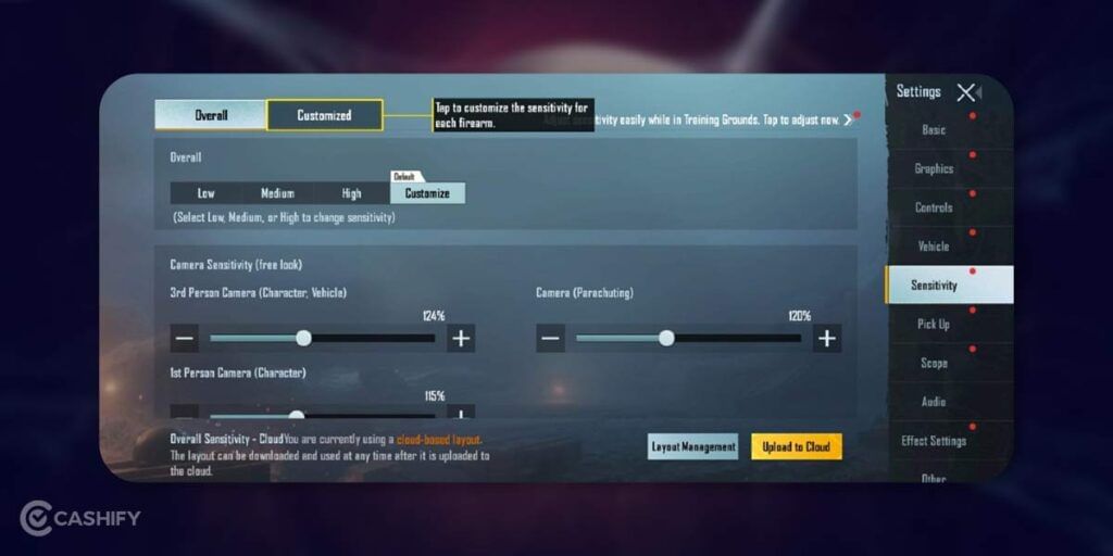 change BGMI Sensitivity Settings