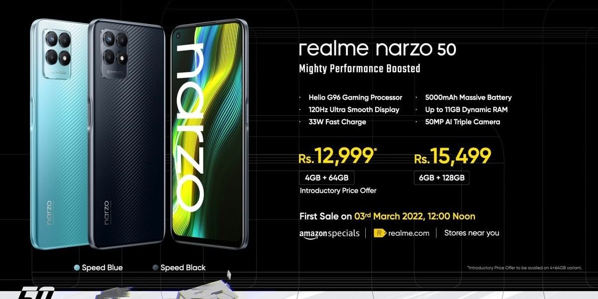 Wow! Realme Narzo 50 will go on Sale Today: Stay Tuned