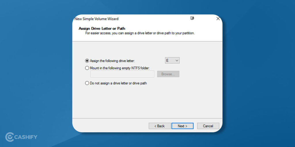 Assign a drive letter