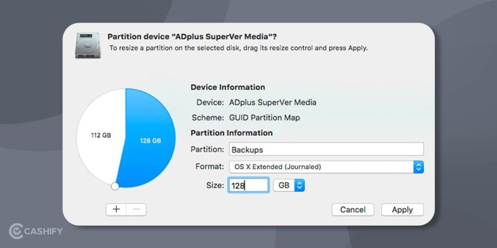 Enter the amount of space you want to keep aside
