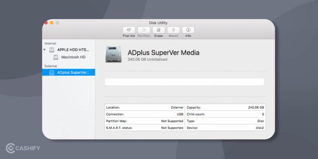 Select the external drive as source