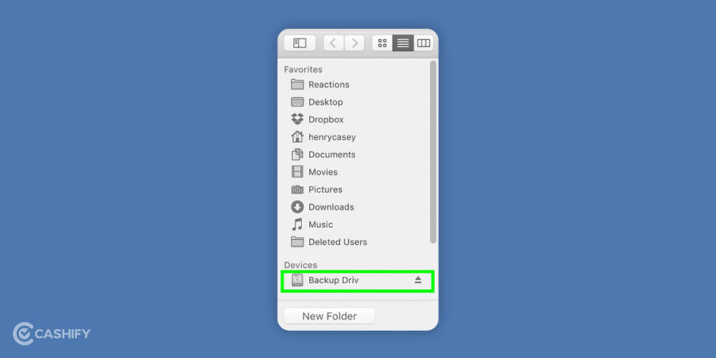 Click on external drive