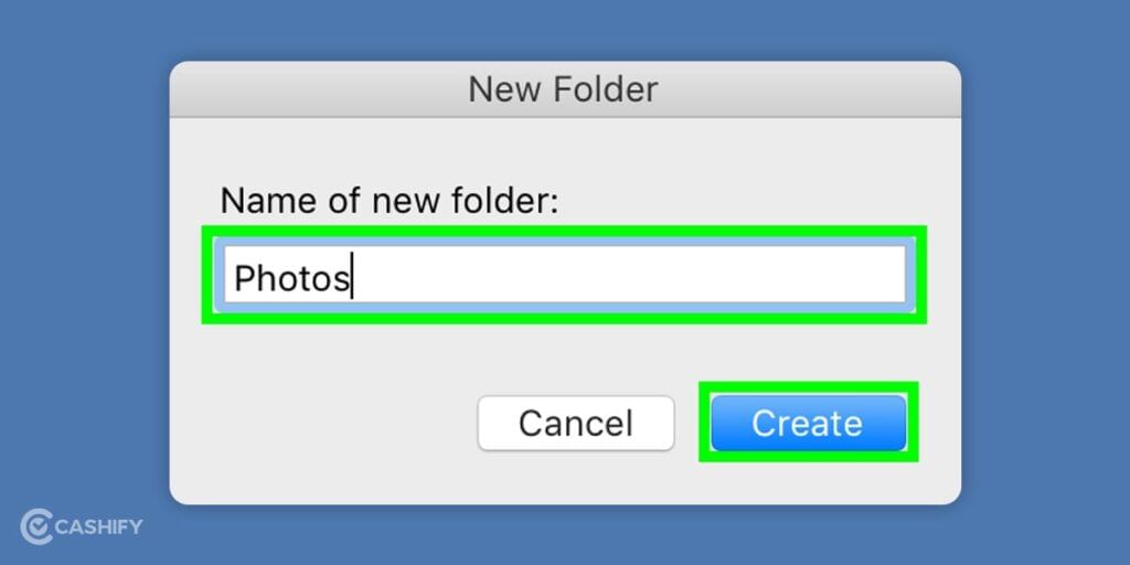 Type photos & click create