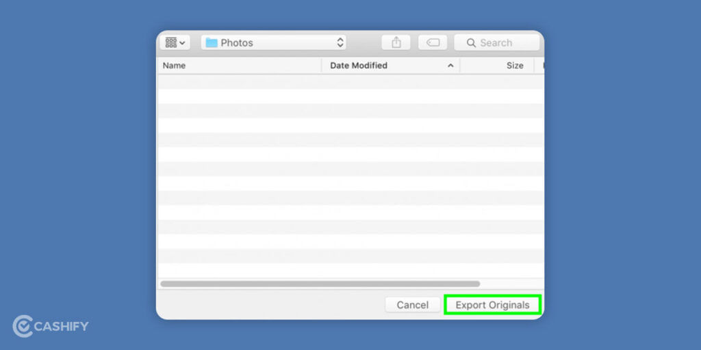 Click on export originals