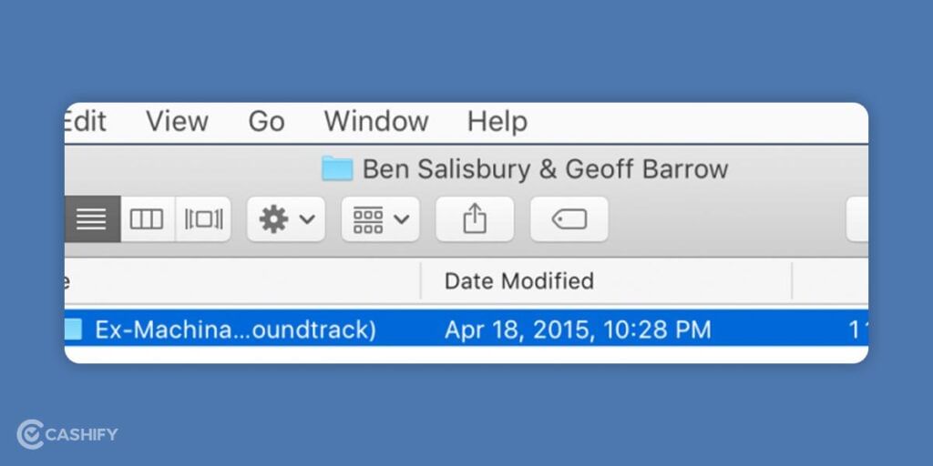Command + Up to move up to Music directory