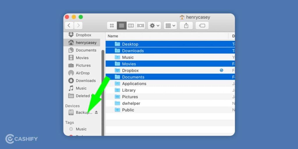 Drag files to external harddrive