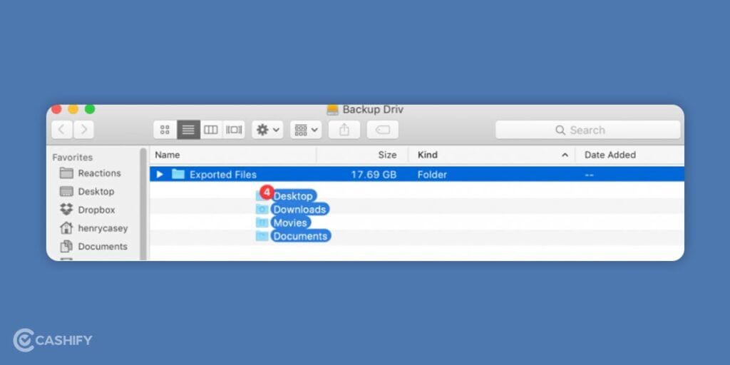 Move the folders to exported files folder