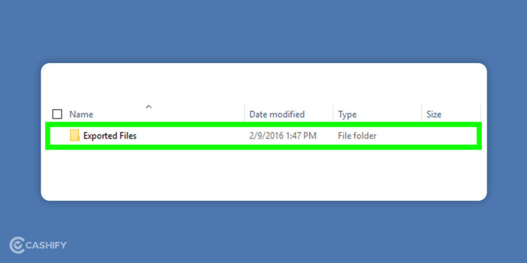 Exported files folder