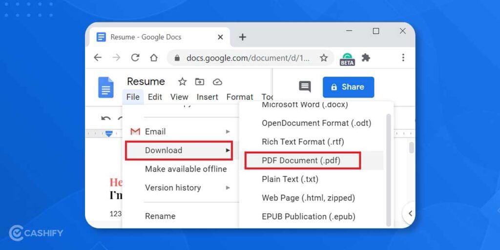 how to make pdf via Google docs