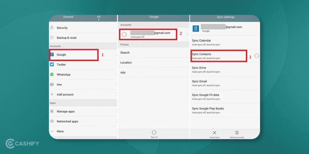 transfer contacts from Android to Android via Google Account