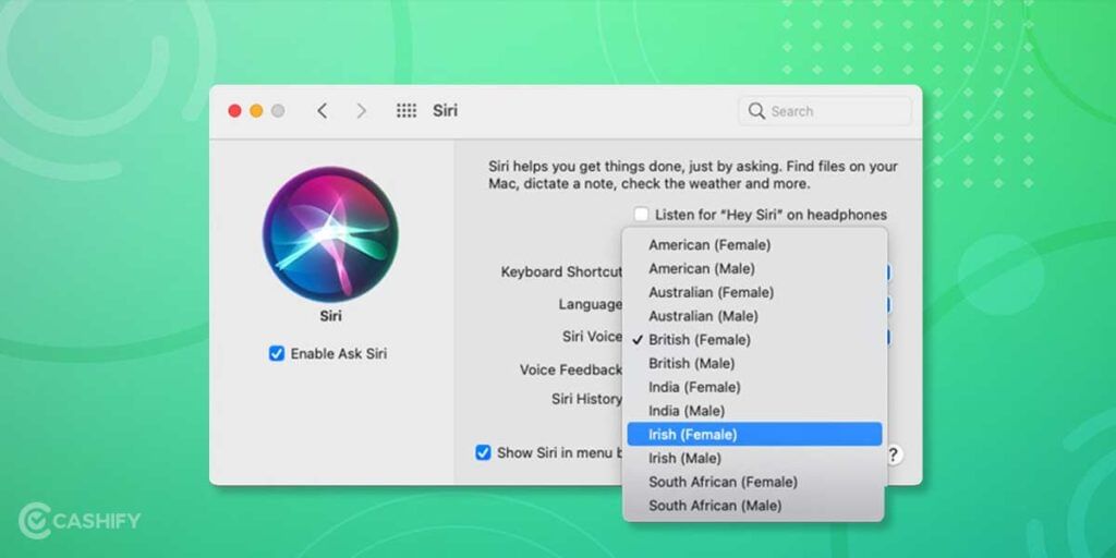 change Siri’s gender