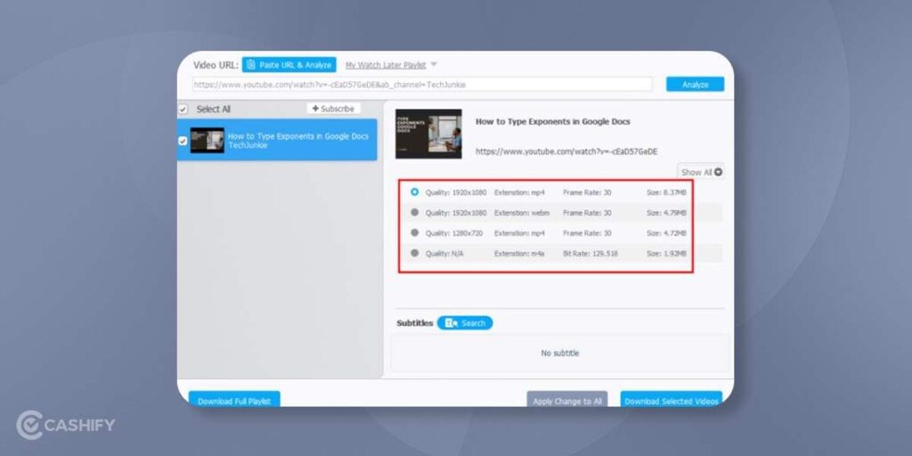 Download Selected Videos